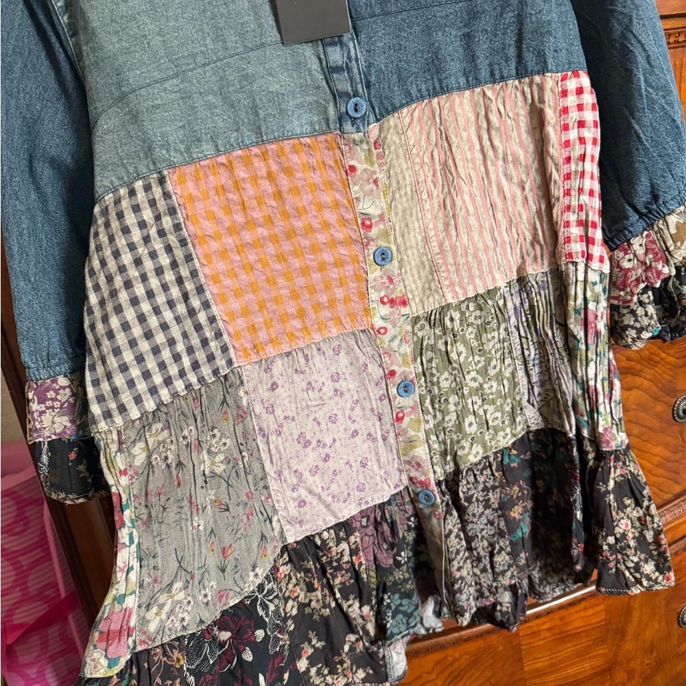 Patchwork Denim Women's Top - Picture 4 of 6